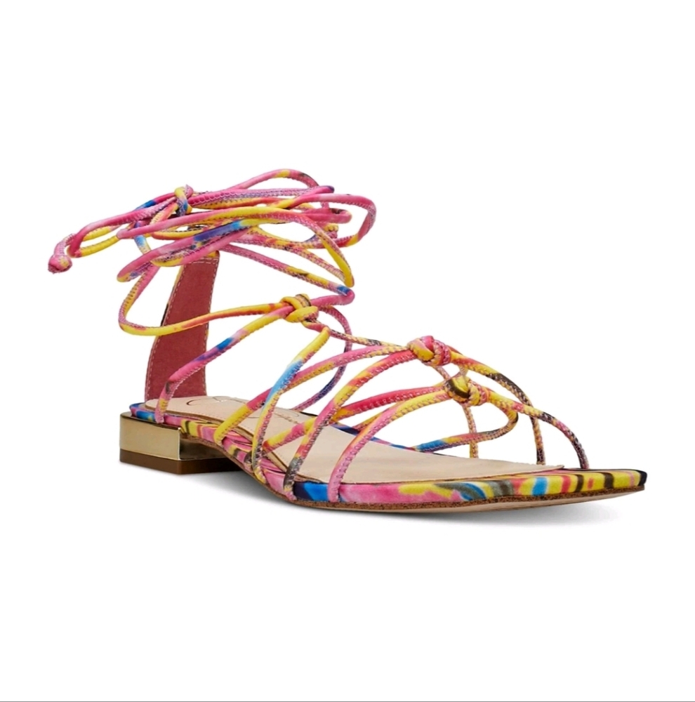 JESSICA SIMPSON Womens Pink Ankle Ties Chasca Gladiator Sandals Shoes 6 M